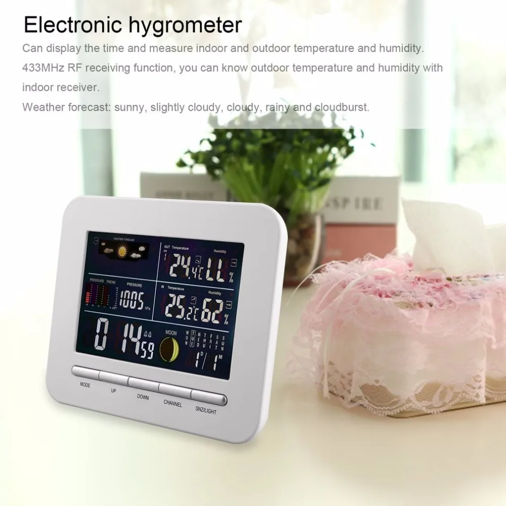 

New Wireless Digital Forecast Weather Station Clock Remote Sensor Indoor Outdoor Temperature Humidity Monitor Alarm Clock
