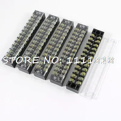 

5pcs 600V 15A 12 Positions 12P Double Rows Barrier Terminal Wiring Board Block