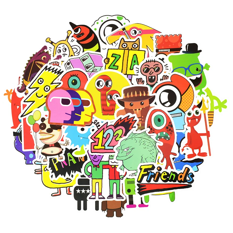Jimitu Sticker 50 Pcs Monster Doodle Stickers Funny Graffiti Cartoon Character Ebay
