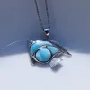 Pendentif Larimar en pierres précieuses naturelles, mignon poisson de mer, bijoux fins pour femmes, breloque en argent Sterling 925, cadeau ► Photo 2/6