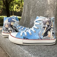 Вэнь аниме ручной росписью обувь Дизайн пользовательские Juuou Mujin без Fafnir девочек Для женщин высокие холщовые кроссовки для подарков