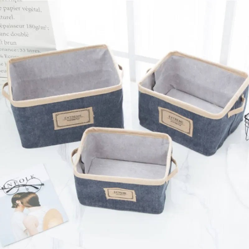

Cotton Linen Office Desktop Storage Organizer Sundries Storage Box Cabinet Underwear Storage Basket Container