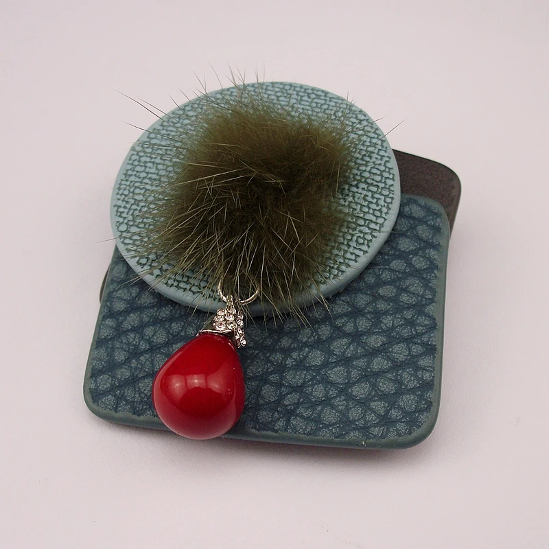 Новинка модная массивная кожаная брошь ручной работы с зелеными кроличьими