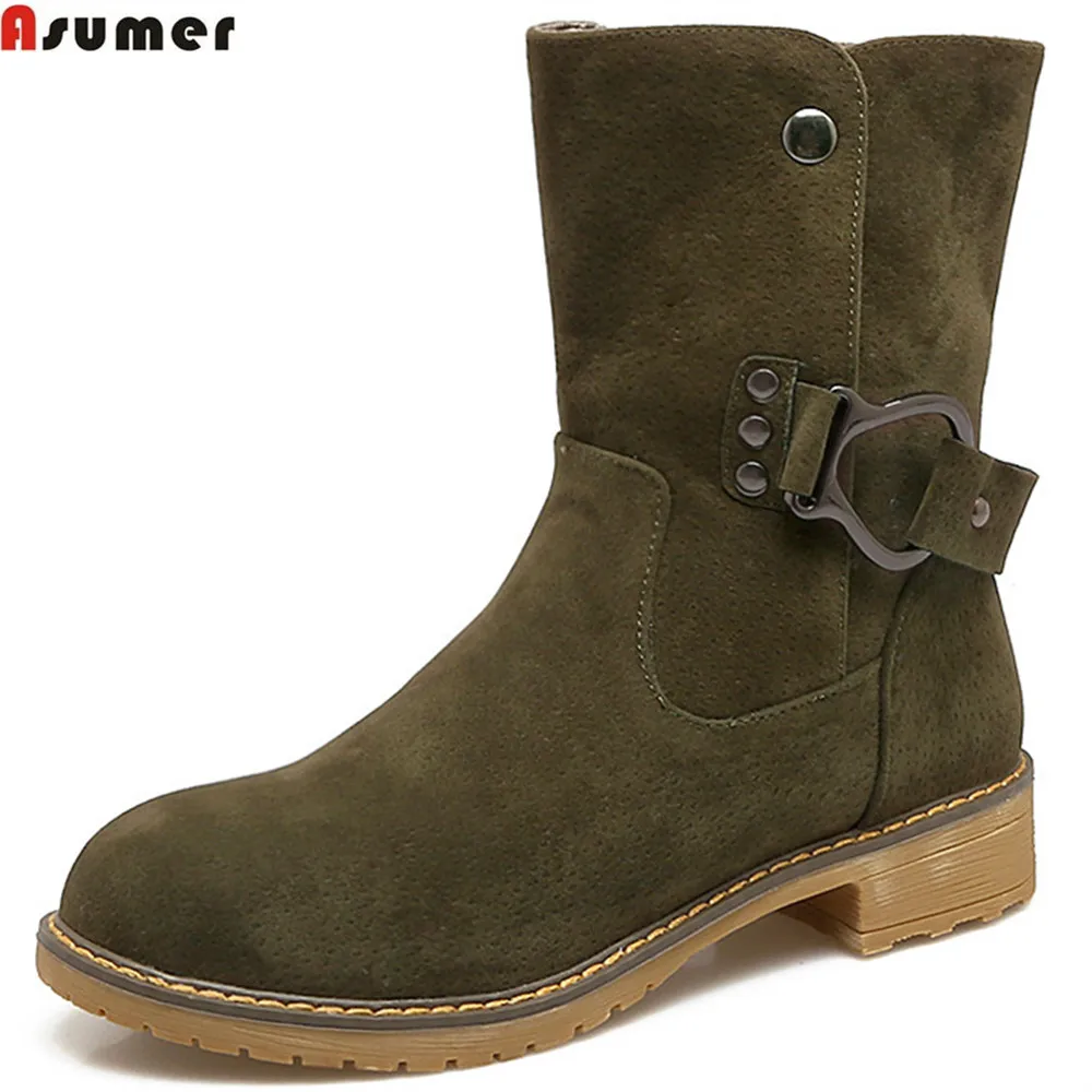 Asumer fashion autumn winter new arrive women boots round toe flock square heel ladies boots buckle black wine red ankle boots цена Asumer fashion autumn winter new arrive women boots round toe flock square heel ladies boots buckle black wine red ankle boots цены онлайн