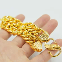 Цвет чистого золота браслеты для мужчин 12 мм браслеты-Цепочки Браслеты Pulseira Homme африканские золотые Драгоценности человек Bijoux подарки