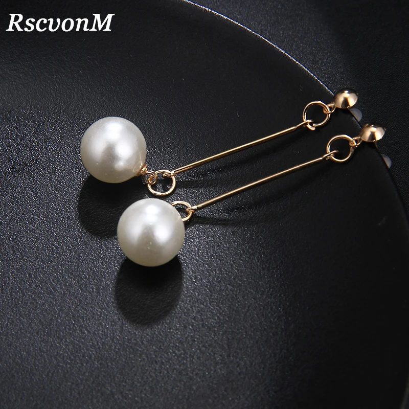 

RscvonM New Korean jewelry OL Gold Color Earrings Erding Pearl temperament Long Woman Luxurious Paragraph Fashion Earrings