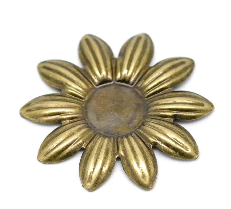 

DoreenBeads Alloy Embellishments Findings Flower Antique Bronze Cabochon Settings Stripe Pattern 3.6cm(1 3/8") Dia, 15 PCs