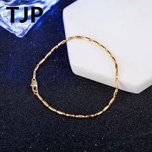 TJP 2 мм модные серебряные 925 Браслеты для женщин ювелирные изделия новые топ золотые мужские браслеты аксессуары горячая девушка леди подарок
