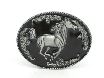 

Black Running Horse Western Belt Buckle