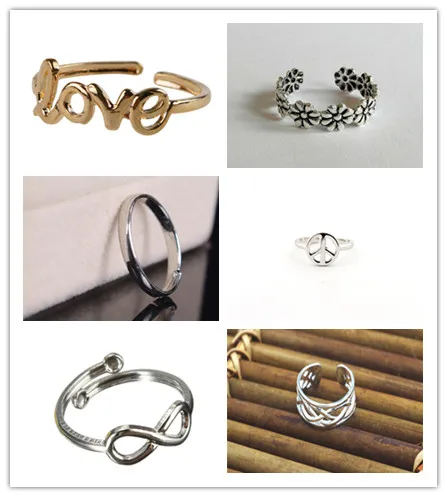 6 Style Women Fashion Toe Ring Delicate Celebrity Simple Love Letters Open Adjustable Foot Beach Jewelry