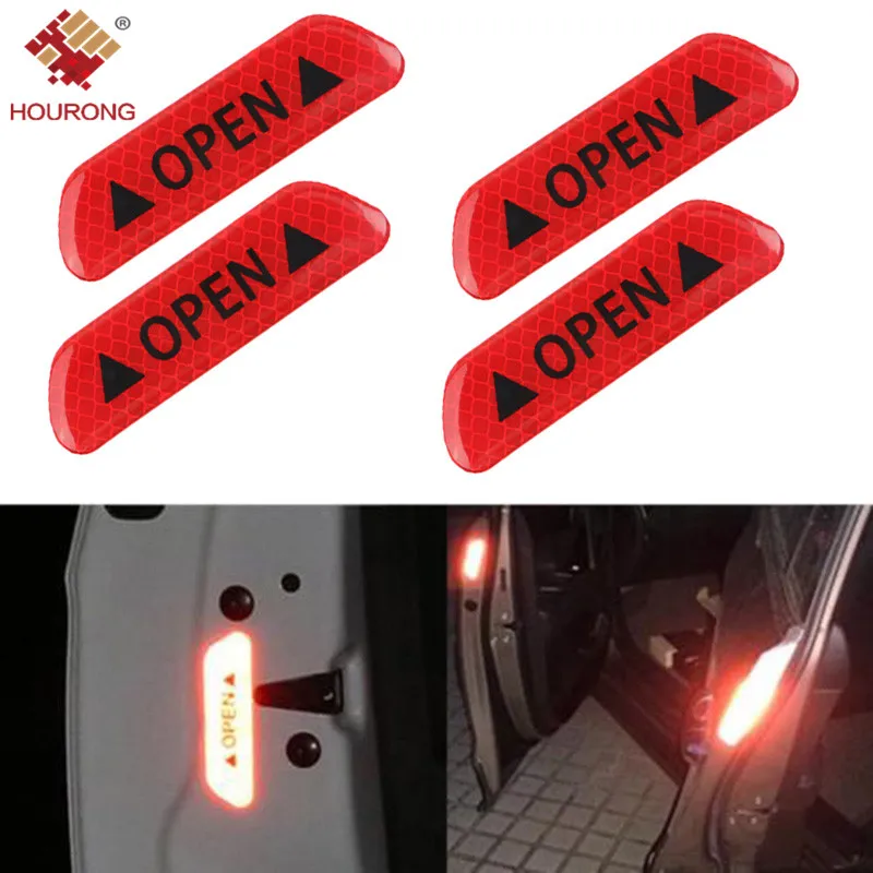 4 шт. DIY наклейки на дверь автомобиля открывающаяся светоотражающая лента