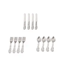 12 шт. милые мини винтажные металлические серебряные ложки Вилка Нож детский Кукольный домик Миниатюрный Декор игрушка набор домашний декор