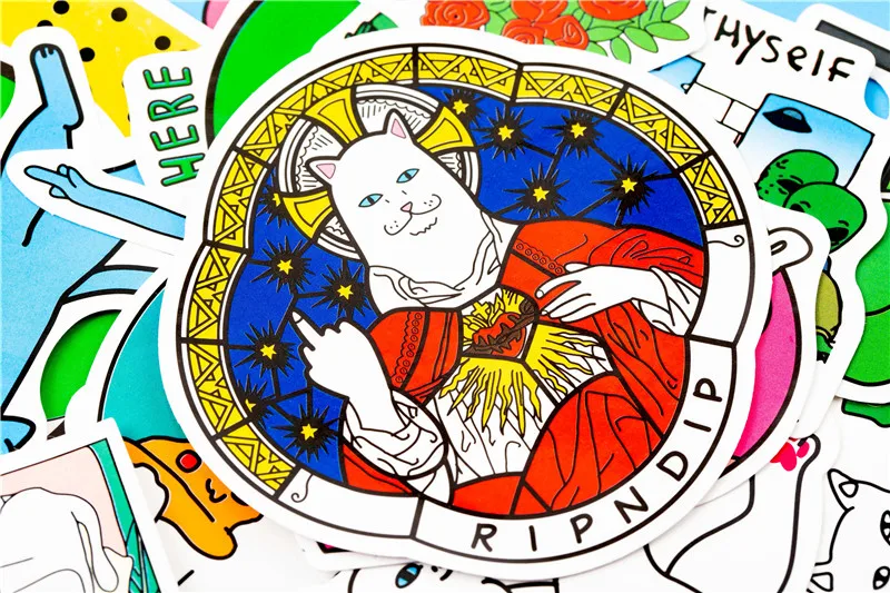 50pcsLot Funny Cartoon anime cat Stickers For children Moto & Suitcase Cool Laptop Graffiti Stickers Skateboard Kids Stickers (11)
