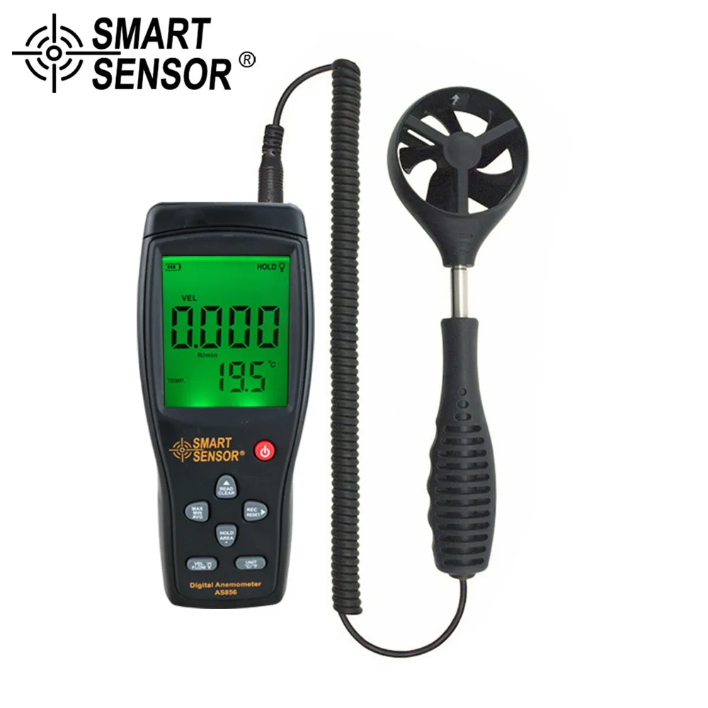 

SMART SENSOR Digital handheld Anemometer Thermometer air speed meter 0.3-45M/S wind speed meter Air Velocity Temperature Measure