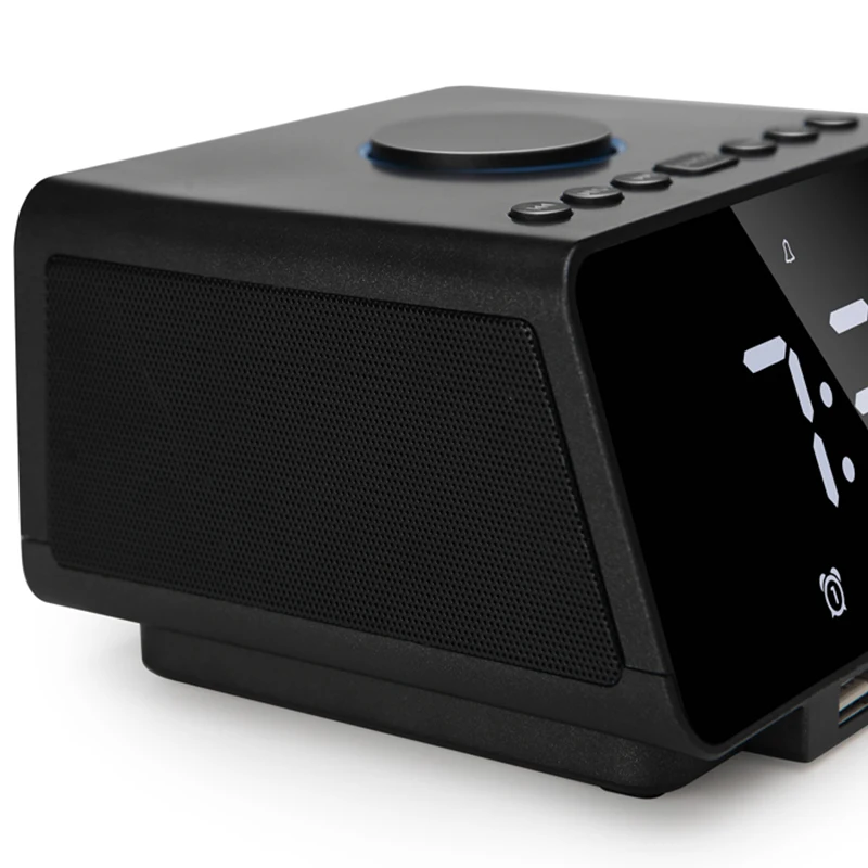 Led Будильник fm-радио, с беспроводной bluetooth-колонка с плеером, Usb порт быстрой зарядки, Tf карта воспроизведения, температура в помещении