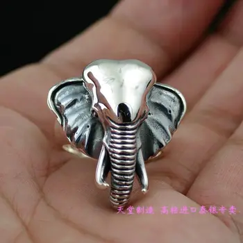 

Thailand imports 925 sterling silver ring, elephant head Man's silver ring