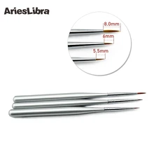 AriesLibra 3pcs set Professional Acrylic Nail Art Brush Set for UV Gel Builder Nail Brushes Silver