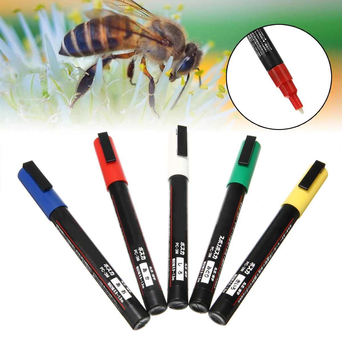 

5 pcs Beekeeper Marker Pen For Marking Queen Bee Pen Marker Paint Tool Set Blue/White/Red/Green/Yellow 5 Colors
