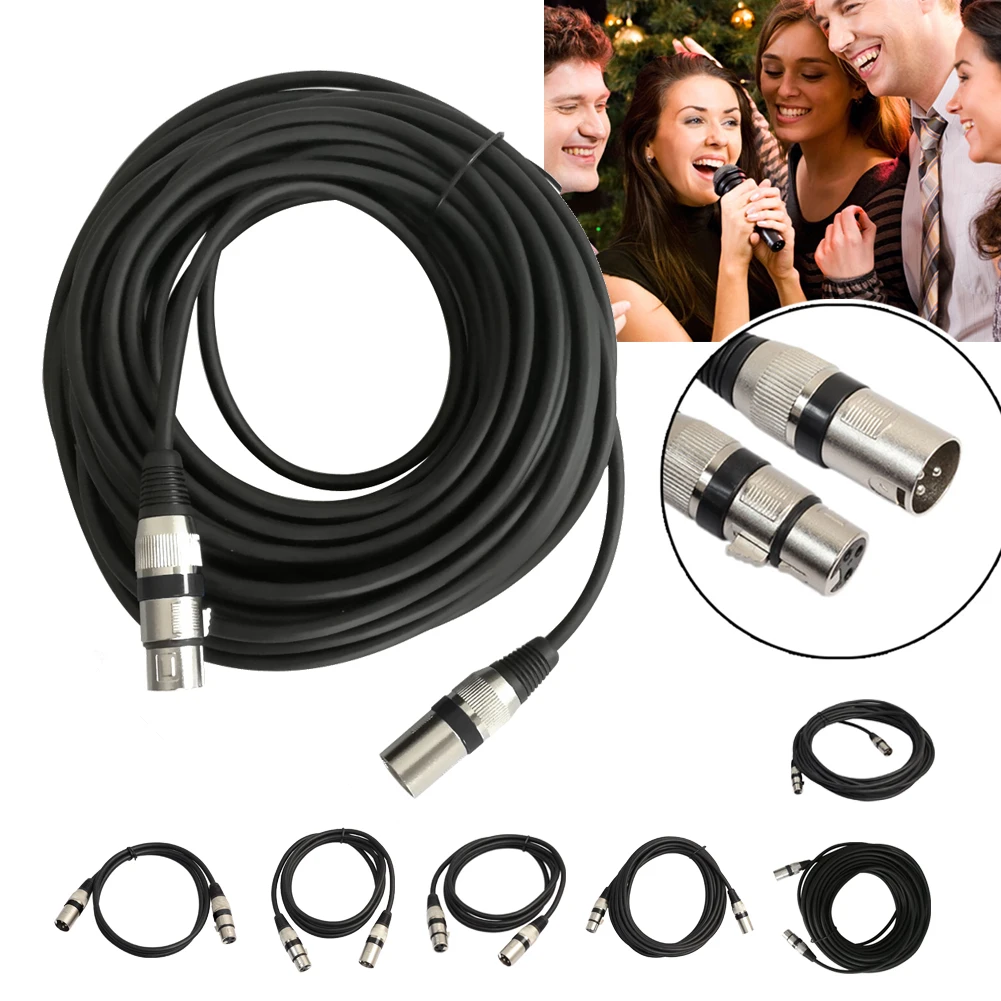 5m/10m/15/20m 3 Pin XLR Microphone Audio Cable Male to Female Audio Extension Cord Wire Black XLR Extension Cable