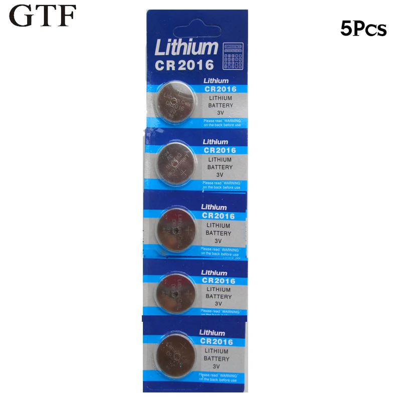 

GTF 5pcs/pack 3V CR2016 Button Battery ECR2016 DL2016 BR2016 KL2016 Cell Coin Lithium Battery For Watch Electronic RC Toy