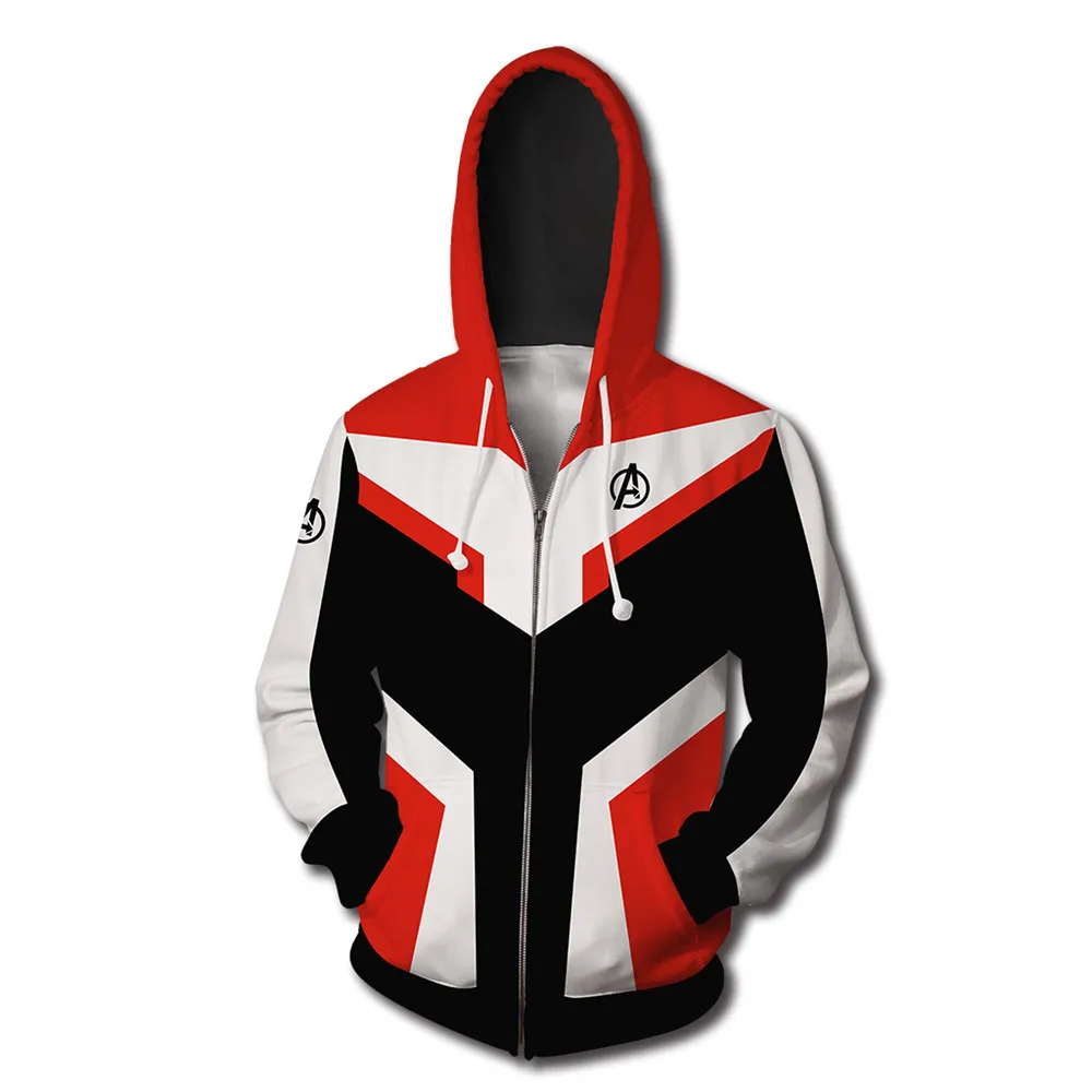 Avengers Endgame Cosplay Quantum Realm Costumes Sweatshirt Hoodie Jacket Captain Marvel Tech Hooded Superhero America Zipper