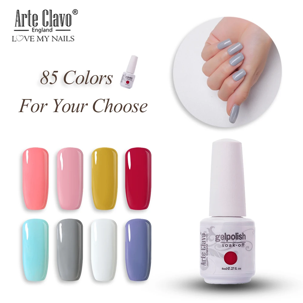 

Arte Clavo Gel Nail Polish Nail Art 8ML Soak off LED UV Gel Lacquer base tops Semi Permanent Hybrid Varnish For Nails Manicure