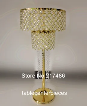 

(about 30 days can sent order )new style Metal Flower Trumpet crystal Vases gold flower stand Centerpieces For Wedding