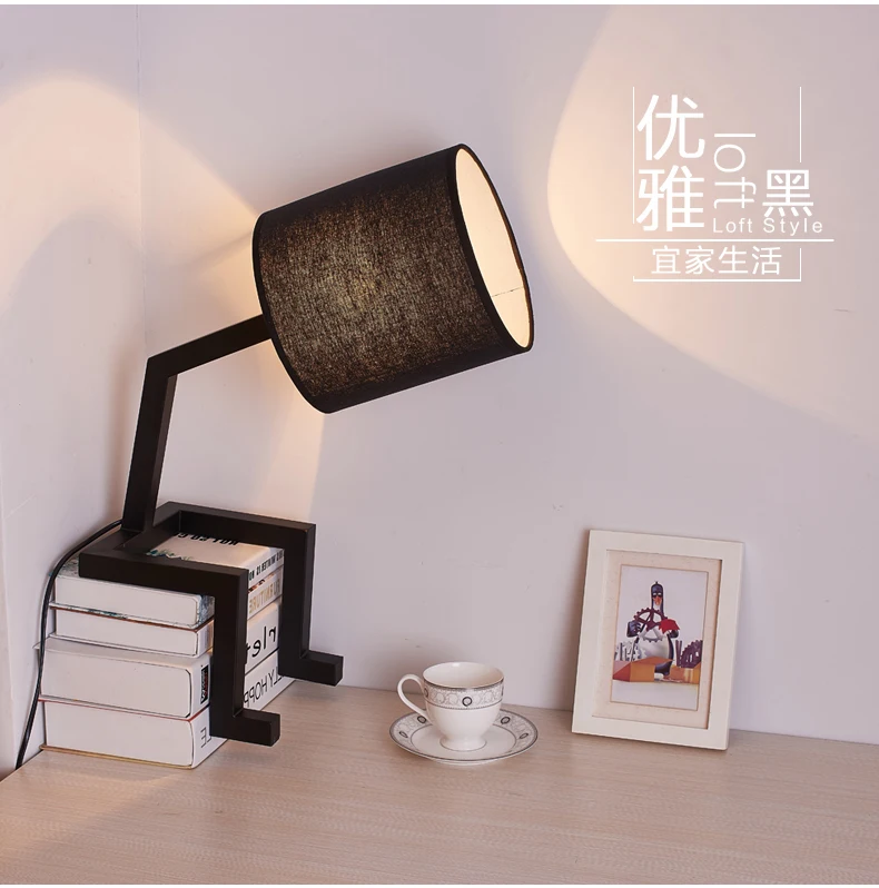 Lâmpada de Mesa Led para o Quarto Luz da Noite Moderna Sala Estar Schoolchildren Preto Branco Lâmpadas Design Cabeceira Mesa Luminária 17 Luminárias de mesa