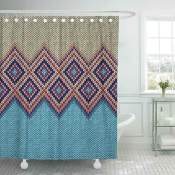 

Yellow Ethnic Knit Woolen Trendy Color Tracery Blue Modern Abstract Baby Bundle Canvas Decor Shower Curtains Bathroom Curtain