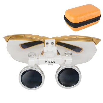 

Dentist Yellow Dental Surgical Medical Binocular Loupes 2.5X 420mm Optical Glass Loupes With Yellow Carry Case