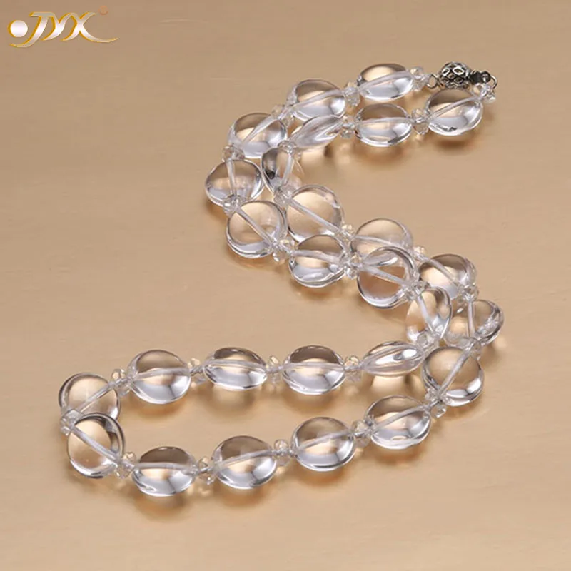 JYX Charming White Crystal Necklace 14x7mm Button 19” Handmade Jewelry For Women Gift | Украшения и аксессуары