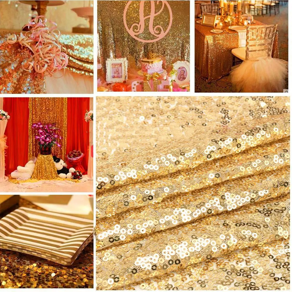 120*180cm Sequin Photo Backdrop Wedding Booth Photography Background Cloth Champagne Gold