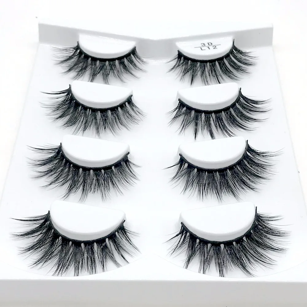 

2018 NEW 4 pairs 100% Real Mink Eyelashes 3D Natural False Eyelashes 3d Mink Lashes Soft Eyelash Extension Makeup Kit Cilios
