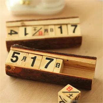

Classic Wooden Calendar Great Home Figurines European Village Reminiscence Miniature Desk Calendar Style Wood Calendar