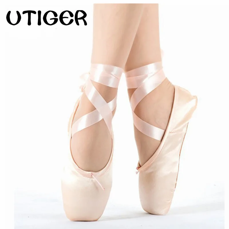 UTIGER 2017 Hot Child and Adult ballet pointe dance shoes ladies professional ballet dance shoes with ribbons shoes woman WD196