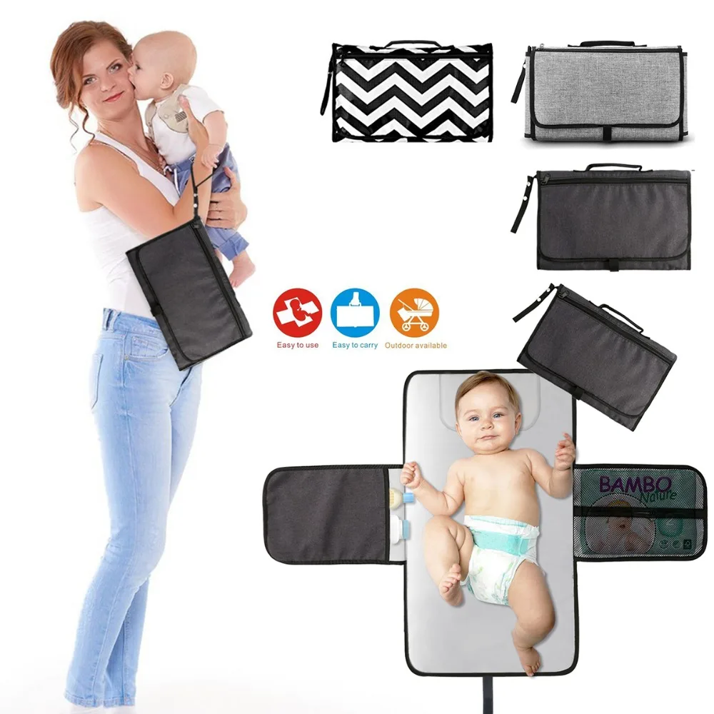 

Portable Foldable Nappy Changing Mat Waterproof TPE Diaper Baby Changing Kit for Home Travel Outside storage bag Baby Floor Mat