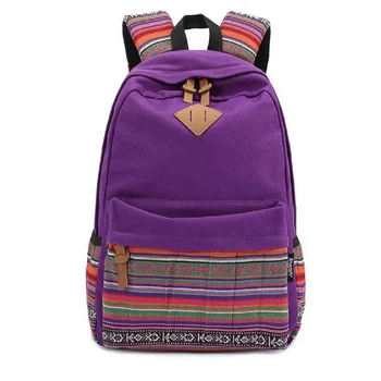 

Ladies Vintage Canvas Backpack Retro Vintage backpack for outdoor camping picnic Sports University backpack schoolbag Purple