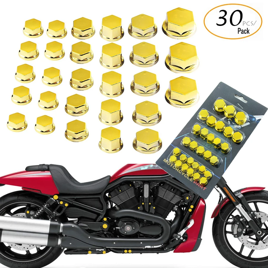 30Pcs Motorcycle Nuts Bolt Caps Bouchon Tapa Centro Motorbike Screw Covers Tampa For Yamaha Kawasaki Honda Harley BMW Suzuki 13)