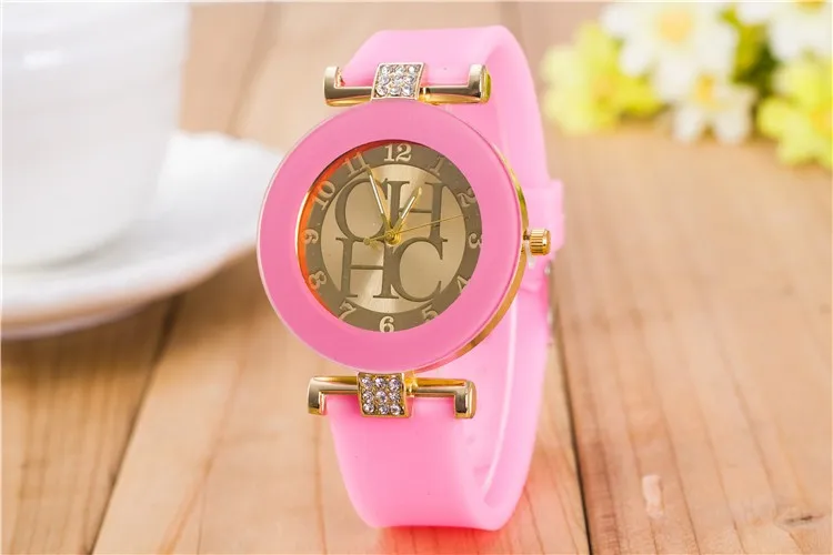 Новинка, роскошные Брендовые повседневные кварцевые часы, женские спортивные силиконовые часы Relogios Feminino, золотые женские наручные часы, часы, ярко-красные - Цвет: pink