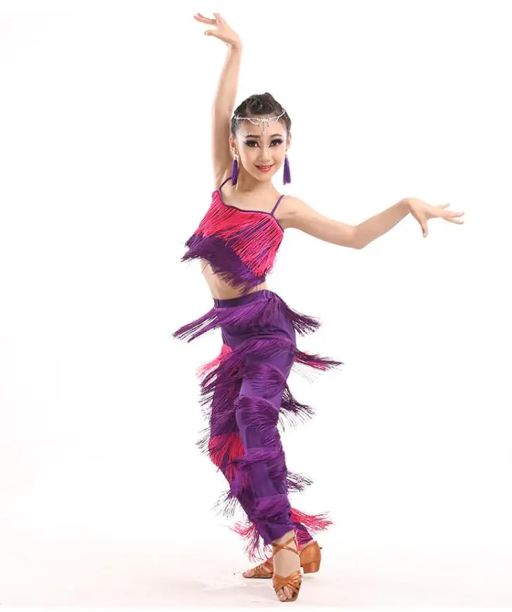 Latin Dance Dresses For Sale Ballroom Plus Size Fringe Tassel Dress Pants Sequin Fringe Salsa Samba Costume Kids Girls