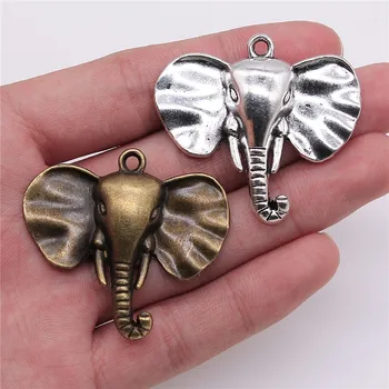 

WYSIWYG 2pcs 40x44mm 2 Colors Antique Bronze Elephant Head Pendant Big Elephant Head Charm Elephant Head Charm