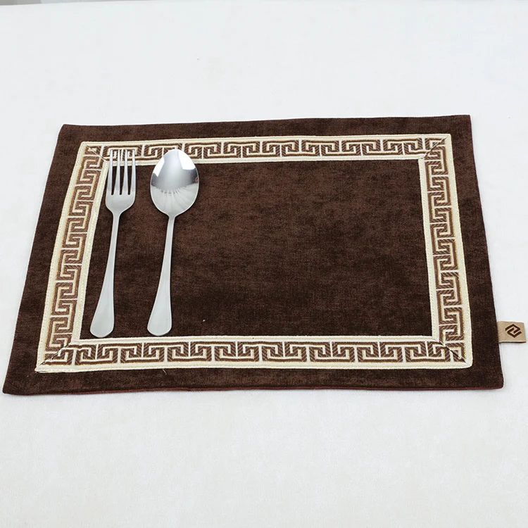 

Embroidered Patchwork Lace Chinese Placemats Dining Table Pads Pallet Coasters Europe style Vintage Velvet Fabric Table Mat