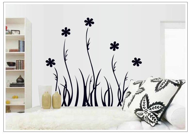 1pcsblack flowers window sticker Bedroom Wall Decal Bedroom Decor
