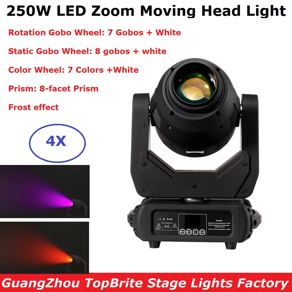 

Beam Spot Wash Zoom 4IN1 LED Moving Head Lyre 250W Moving Head Light DJ Stage Light Night Club Wedding Dj Equipment Led Light Dj