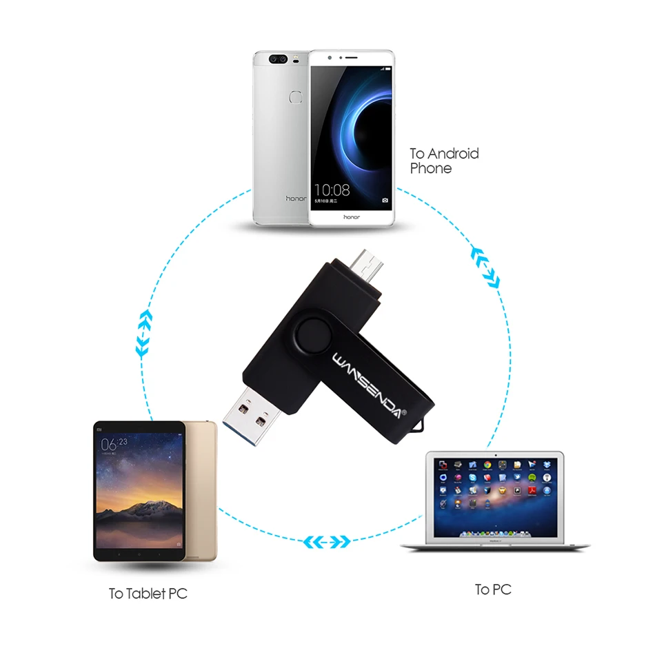 USB флеш накопитель WANSENDA 128 ГБ 64 для телефонов Android OTG 32 16 2 0 флешка 8 4 Гб полная
