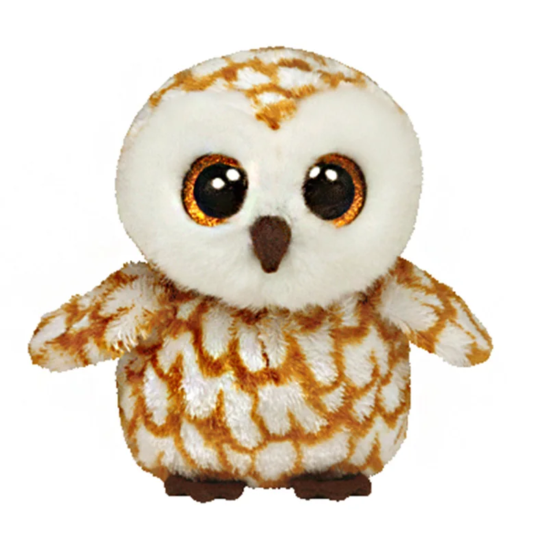 Ty Beanie Baby Boos 6" 15cm Swoops The Owl Tan White Big Eyes Plush