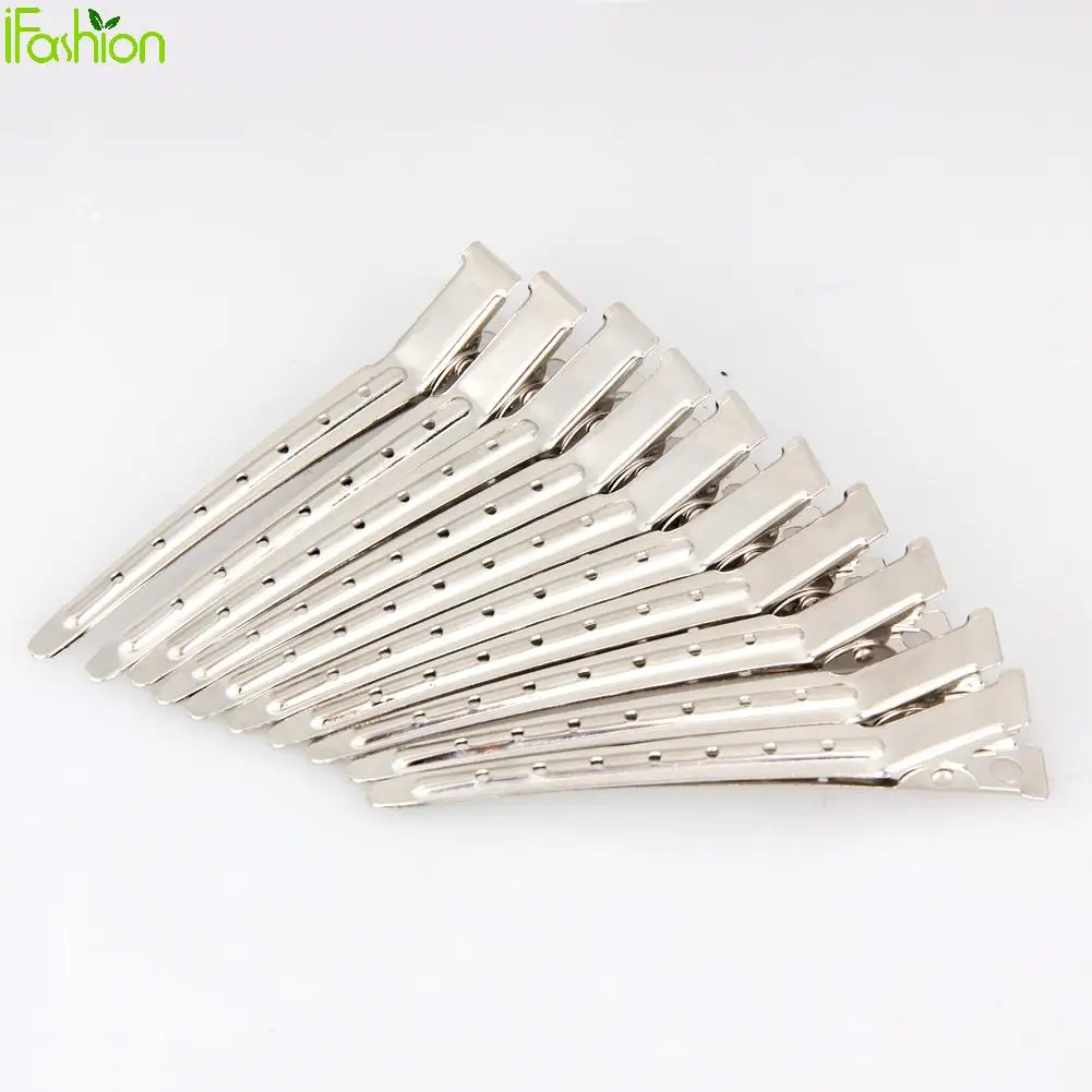 10pcs Pro Salon Hairdressing Tools Duck Mouth Hairdresser Hair Clip Clips Hair Stainless Steel Hairdressing Sectioning Clamp