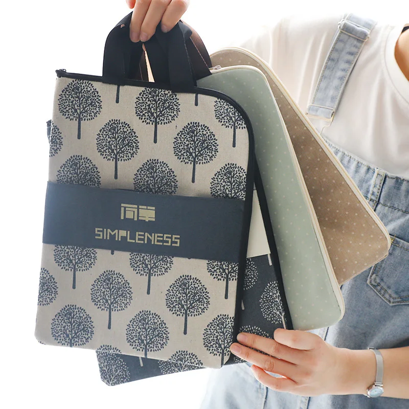 

1Pcs Durable Canvas Simple Design Document Bag Student Pencil Case Zipper File Bag File Holder Cosmetic Bag Stationery Material