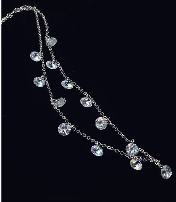 925 пробы серебряные ожерелья и кулоны с кубическим цирконием для Женщин, Модные женские ювелирные изделия из стерлингового серебра - Окраска металла: 925 sterling silver