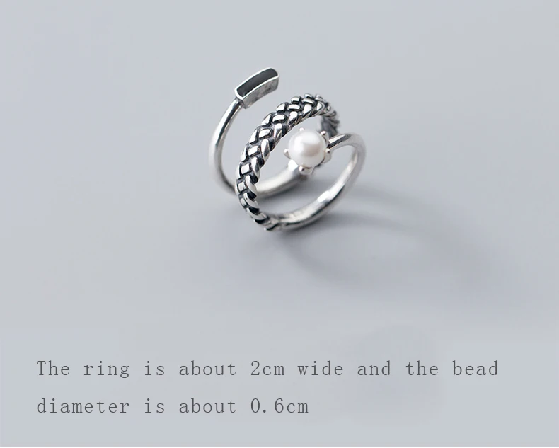 Подлинное 925 пробы Серебряное Ретро многослойное с жемчугом Открытое кольцо для женщин регулируемое модное ювелирное изделие